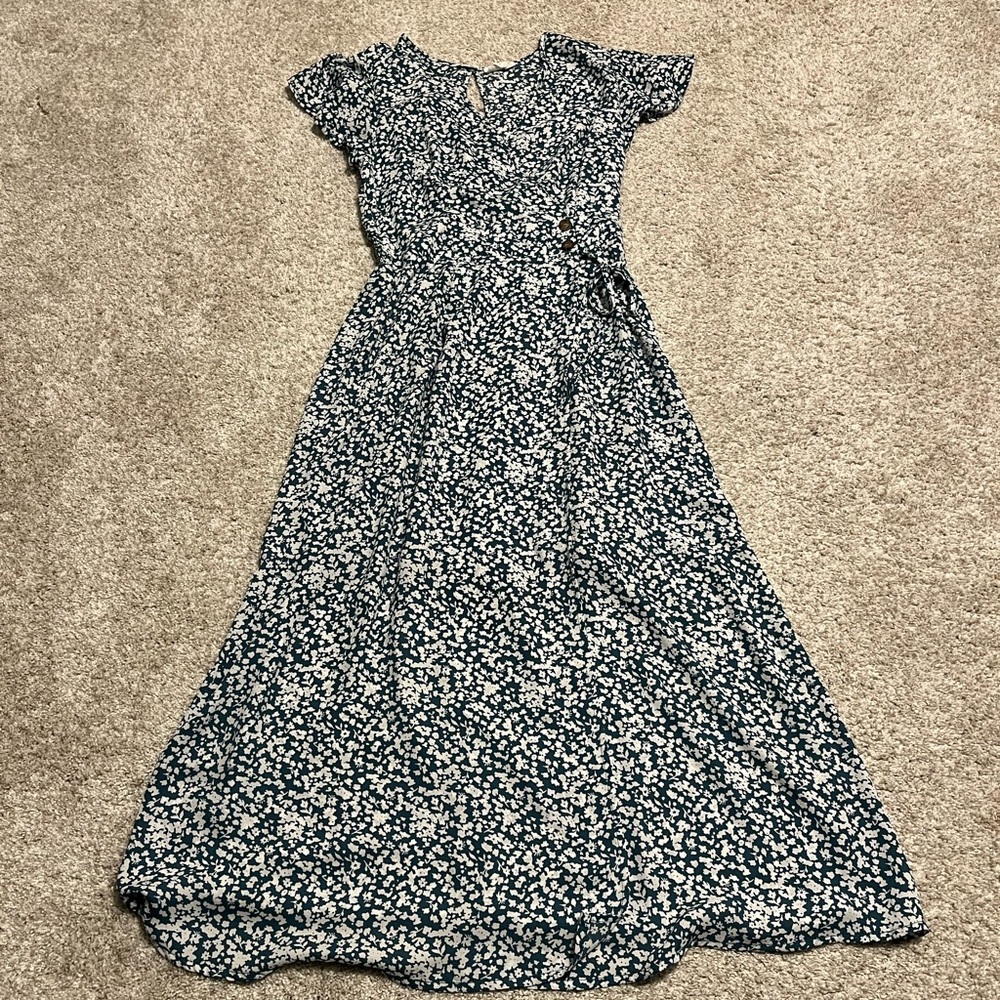 Floral green and White Women's Dress